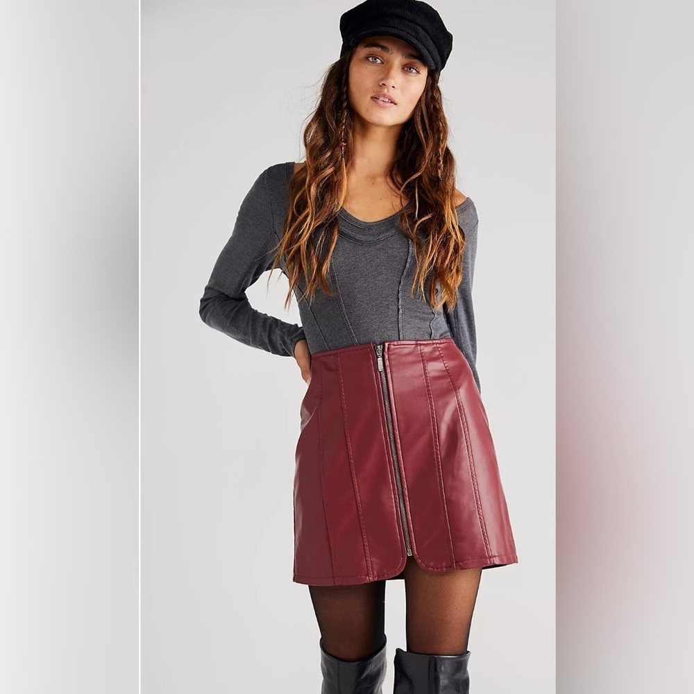 COPY - NEW Free People Layla Vegan Leather Mini Skirt